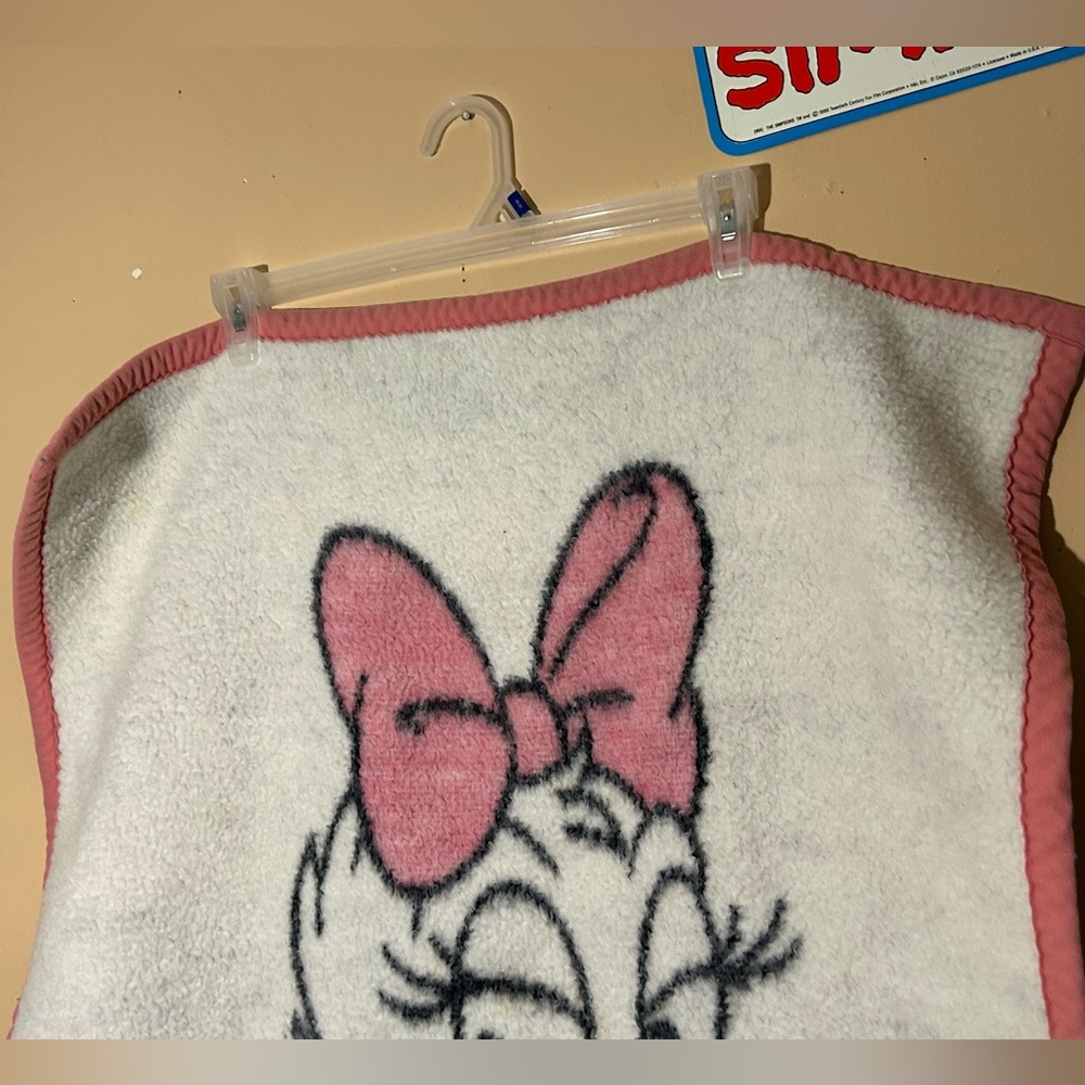 Vtg 1984 Disney Baby Daisy Duck Biederlack Blanket 38”x27” Made in USA - Picture 4 of 9